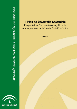 Imagen que muestra la portada del documento del II Plan de Desarrollo Sostenible del Parque Natural Sierra de Aracena y Picos de Aroche y su Área de Influencia Socio-Económica