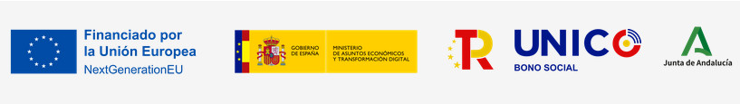 Logos: UE, Gobierno de España, TR Bono Social y Junta de Andalucía