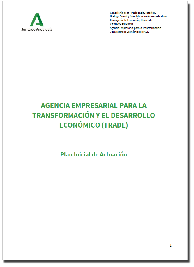 Portada del Plan Inicial de Actuación de TRADE