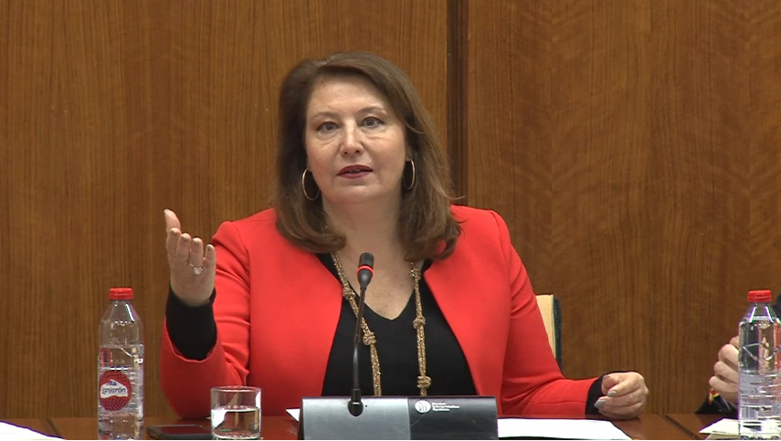 La consejera Carmen Crespo en el Parlamento.