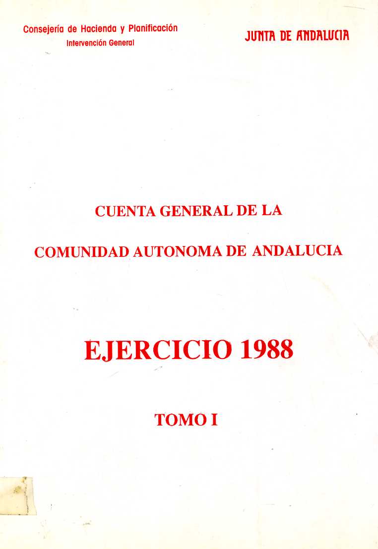 Cuenta General de la Comunidad Autónoma de Andalucía 1988