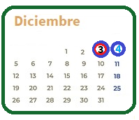 Calendario de  Actividades  los  día 3 y 4 de diciembre
