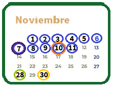 Calendario noviembre diciembre 2022