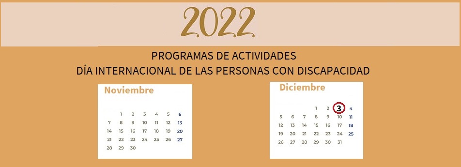 Calendarios noviembre diciembre 2022