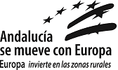 Logo Andalucía Se Mueve con Europa, Europa Invierte en las Zonas Rurales (blanco y negro)