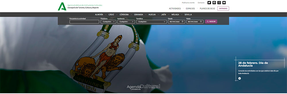 Imagen de la cabecera de la págian web de la Agenda Cultural de Andalucía