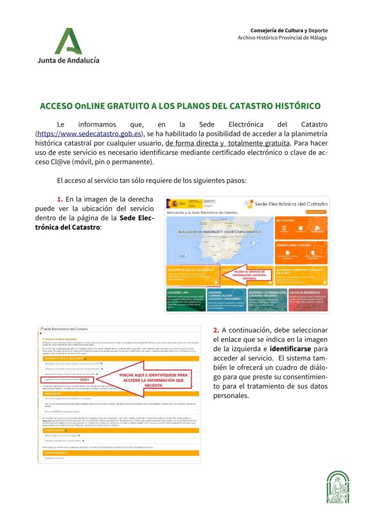 INSTRUCCIONES DE ACCESO A LOS PLANOS HISTÓRICOS DEL CATASTRO