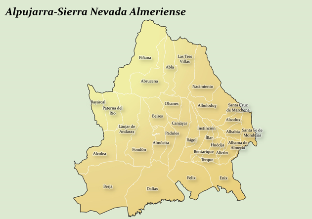 Mapa del GDR Alpujarra Almería 2023-2027
